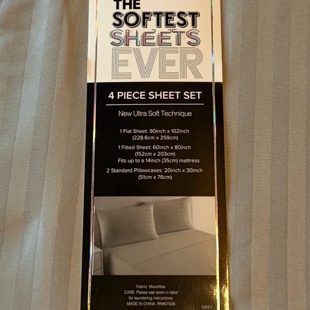 Amy Miller Home Queen Embossed Sheet Set - Grey, NWT